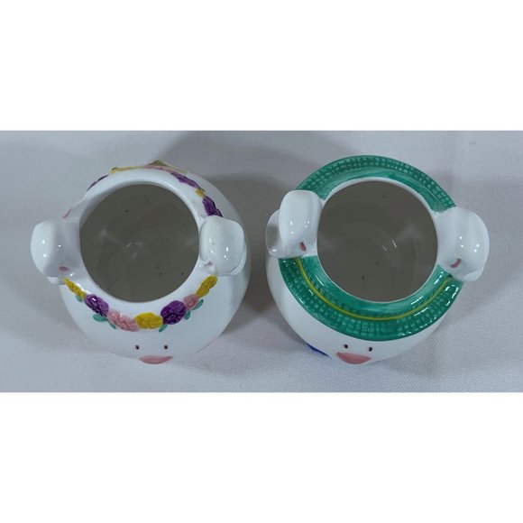 Vintage Russ Berrie Bunny Votive Set Candles Porcelain Easter Rabbit #14318C1 - Picture 3 of 9